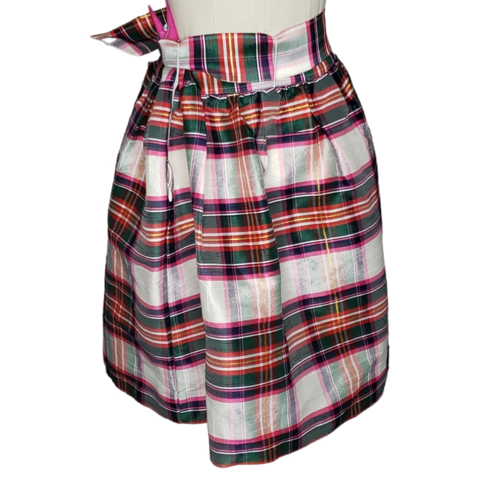 Crown & Ivy Plaid Skirt 6 Paperbag Waist Tie Pockets Academia Holiday Preppy